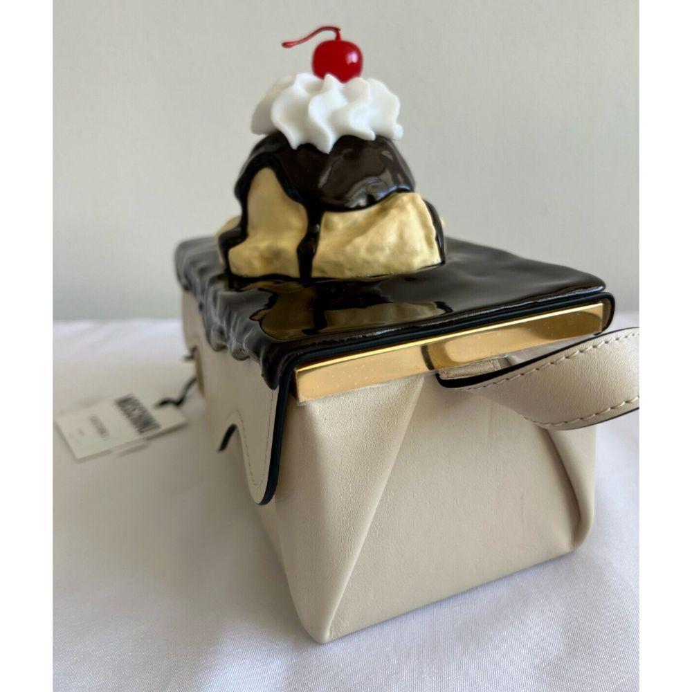 SS22 Moschino Couture Beige Ice Cream Sundae Rectangular Handbag by Jeremy Scott 10