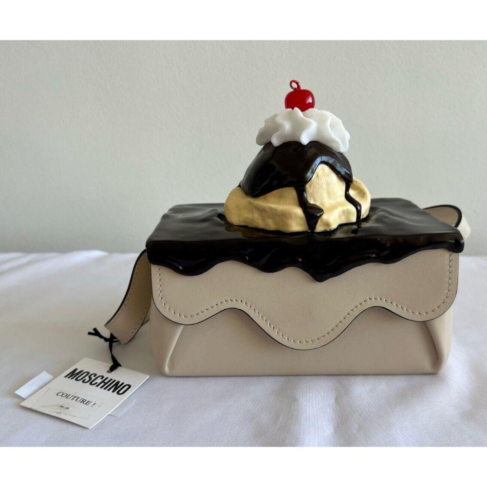 SS22 Moschino Couture Beige Ice Cream Sundae Rectangular Handbag by Jeremy Scott 1