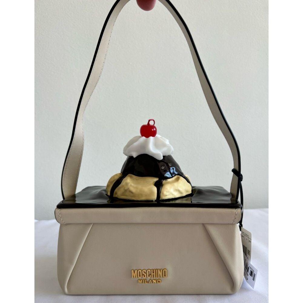 SS22 Moschino Couture Beige Ice Cream Sundae Rectangular Handbag by Jeremy Scott 4