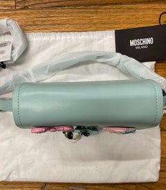 SS22 MOSCHINO Couture Jeremy Scott Calico Turquoise Cow Sheep Patch Shoulder Bag
