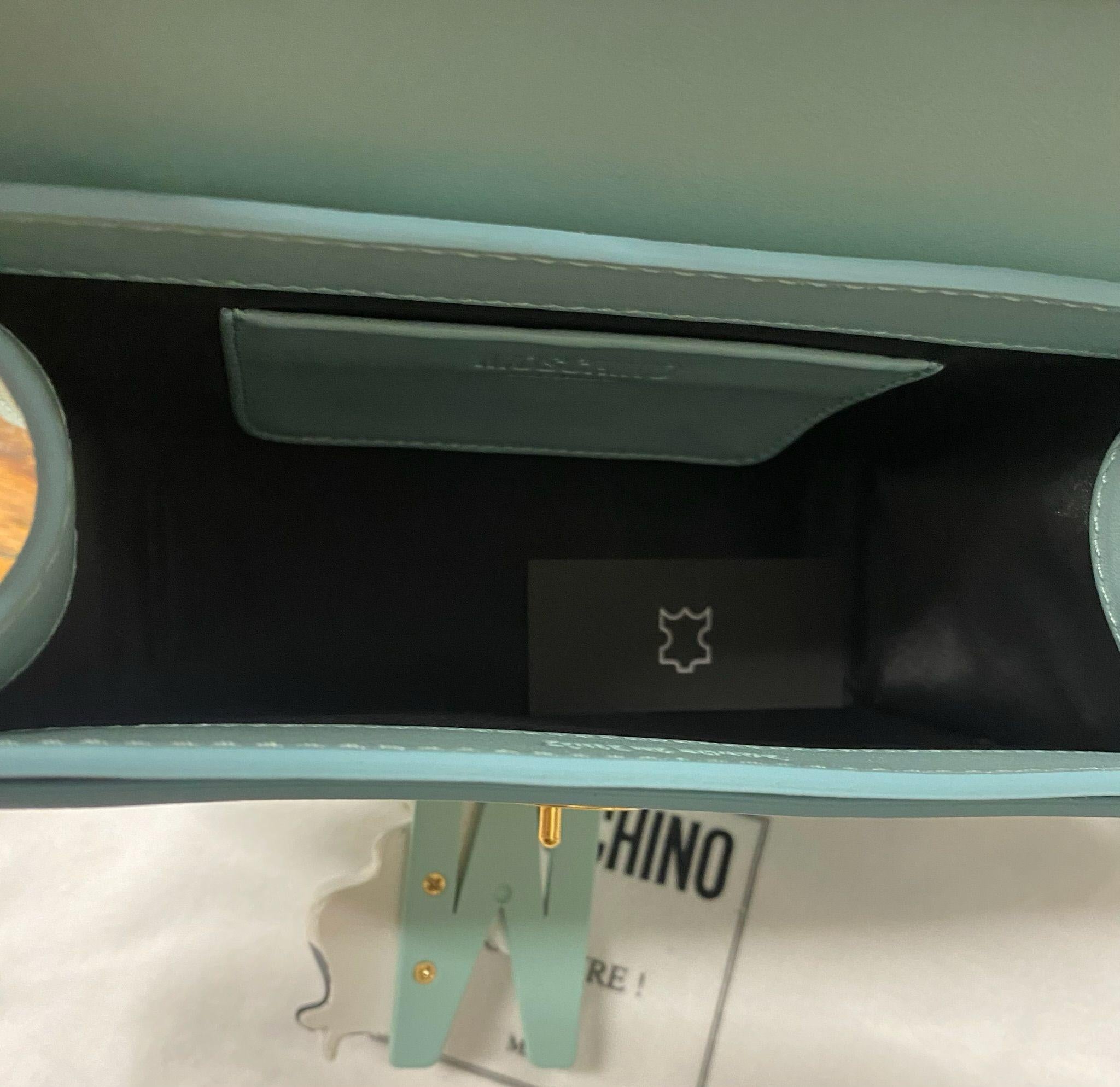 SS22 MOSCHINO Couture Jeremy Scott Calico Turquoise Cow Sheep Patch Shoulder Bag In New Condition For Sale In Los Angeles, CA