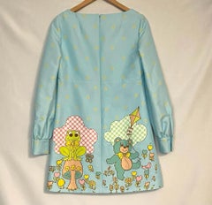 SS22 MOSCHINO Couture Jeremy Scott Child's Fantasy Blue Long Sleeve Bear Dress