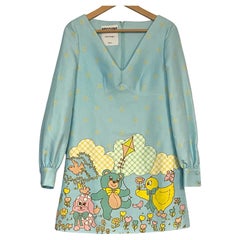 SS22 MOSCHINO Couture Jeremy Scott Child's Fantasy Blue Long Sleeve Bear Dress