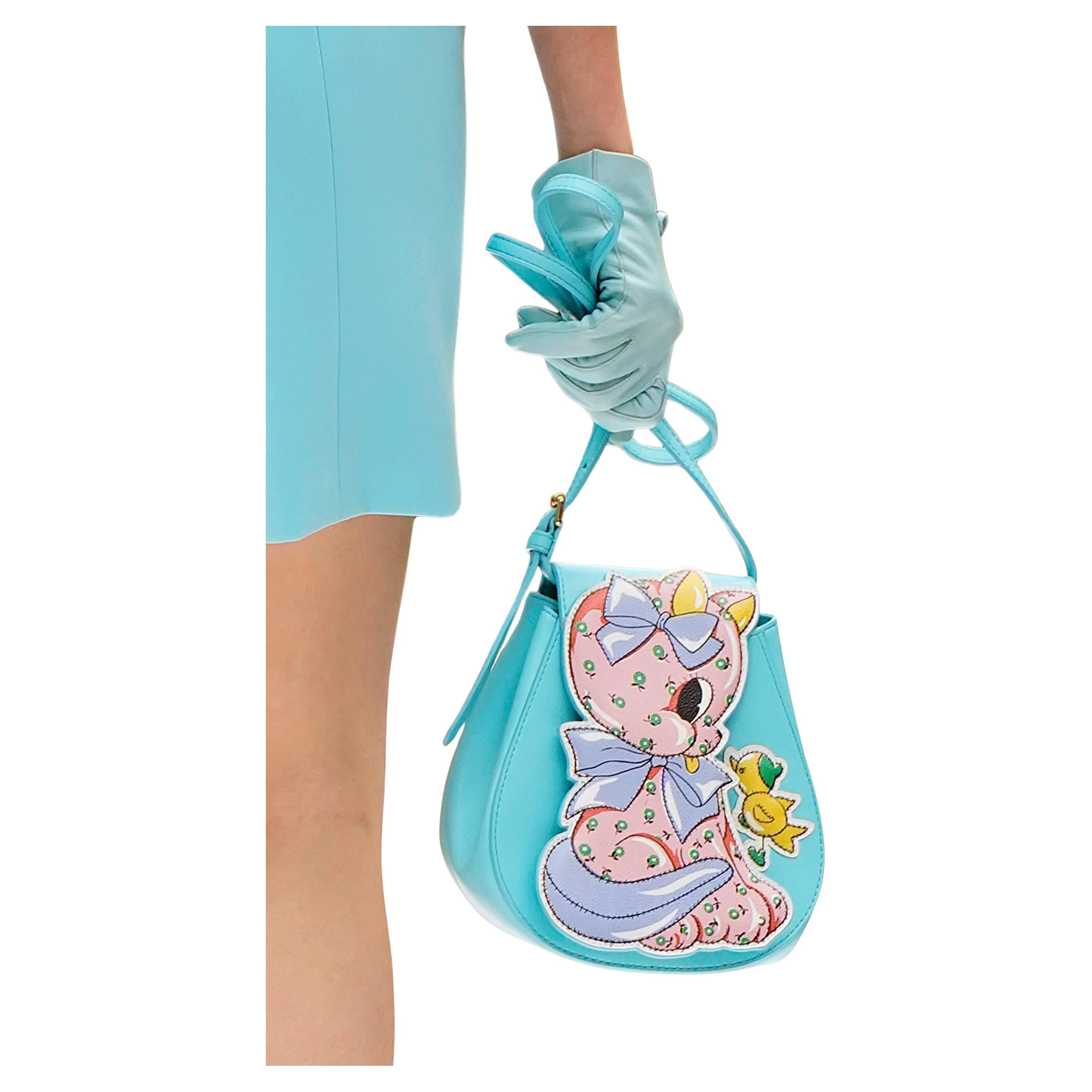SS22 MOSCHINO Couture Jeremy Scott Child's Fantasy Pink Animal Yellow Bird Bag For Sale