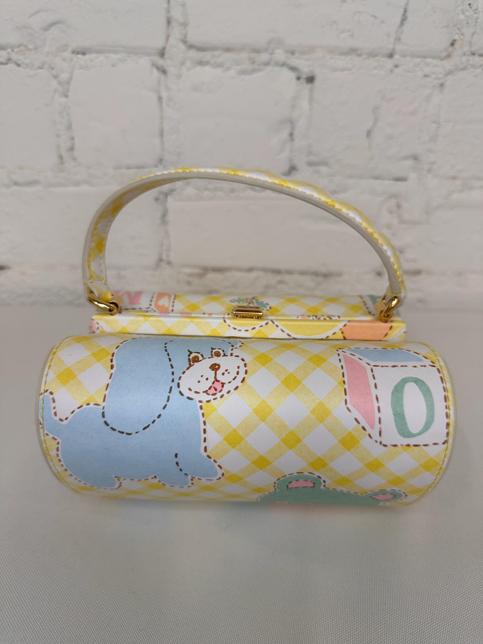 SS22 MOSCHINO Couture Jeremy Scott Child's Fantasy Round Yellow Elephant Bag For Sale 4
