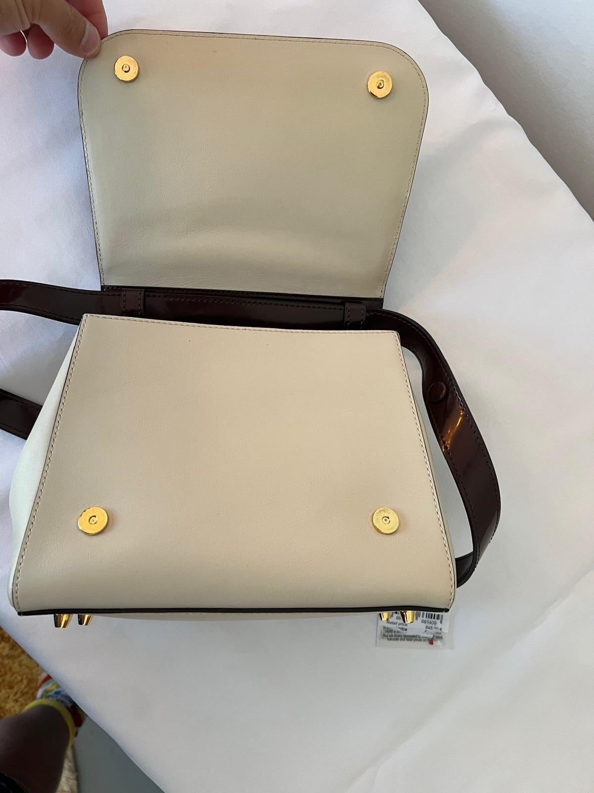 MOSCHINO Couture Jeremy Scott sac à main trapèze chocolat déroulant rare SS22 en vente 5