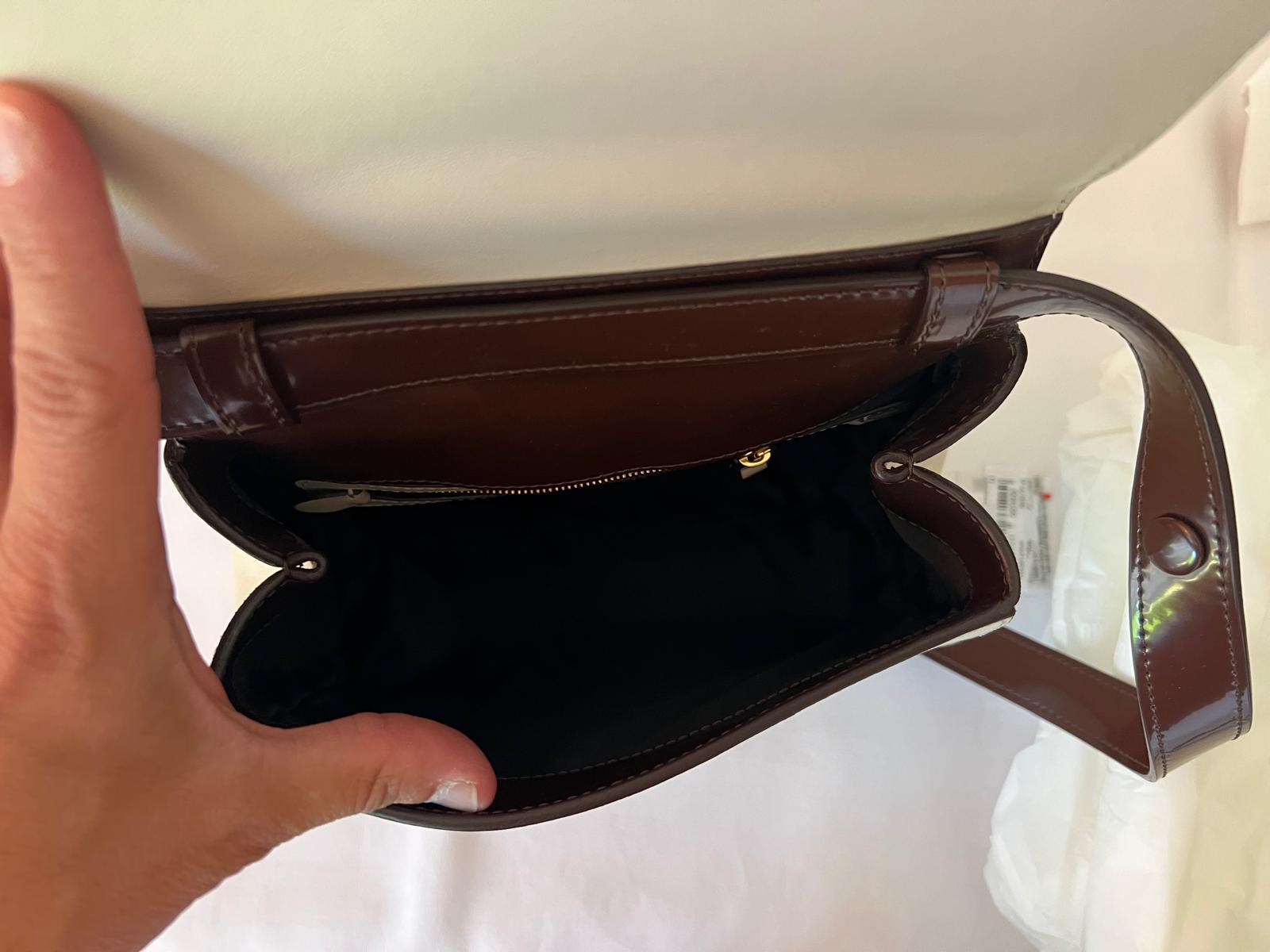 MOSCHINO Couture Jeremy Scott sac à main trapèze chocolat déroulant rare SS22 en vente 8