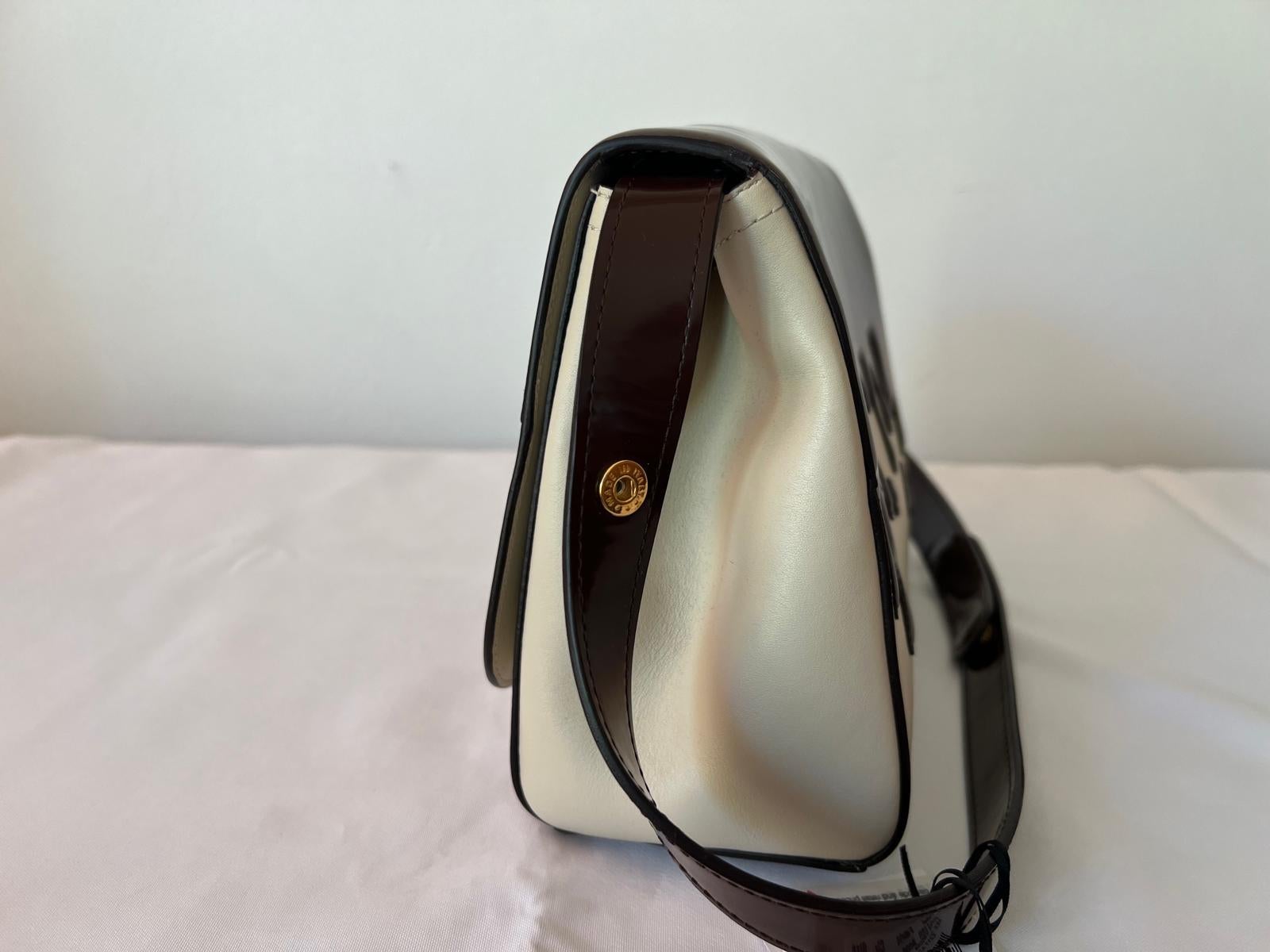 MOSCHINO Couture Jeremy Scott sac à main trapèze chocolat déroulant rare SS22 en vente 4