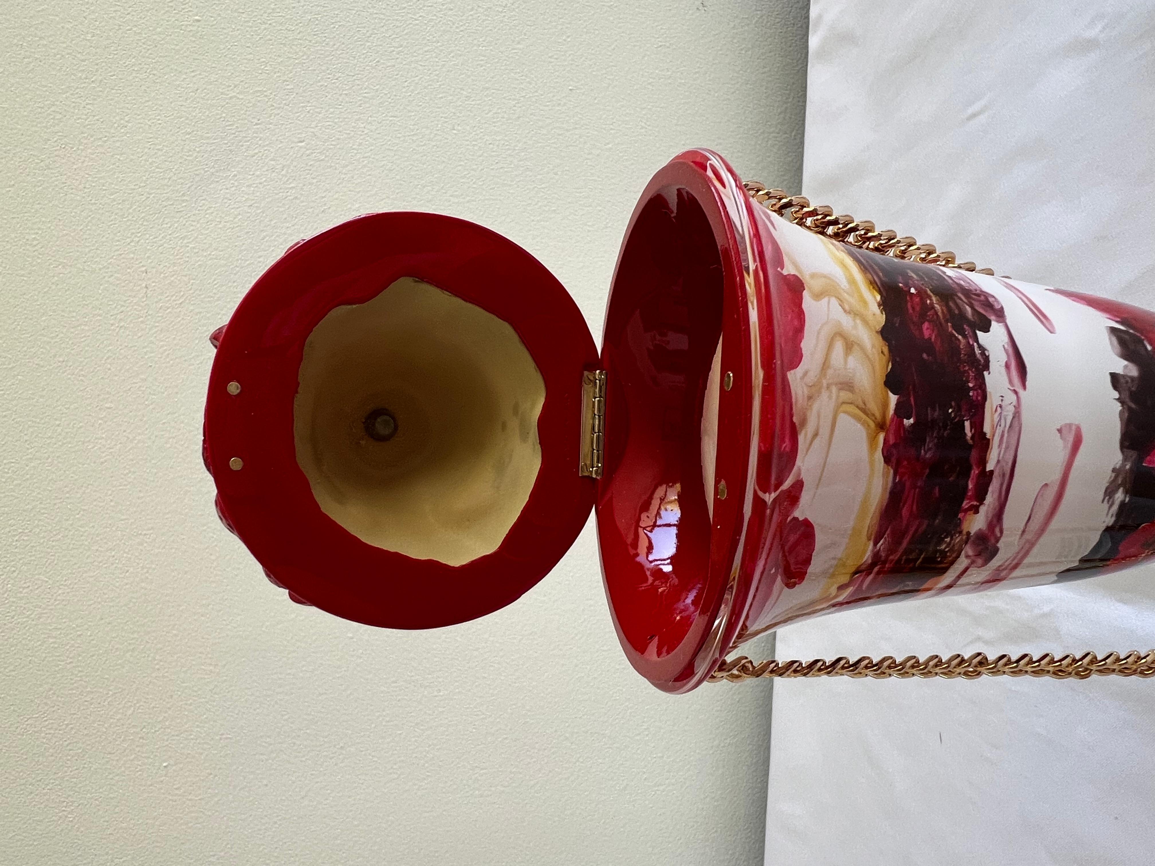 Moschino Couture - Sac à bandoulière « Diner » rouge crème glacée, SS22 en vente 13
