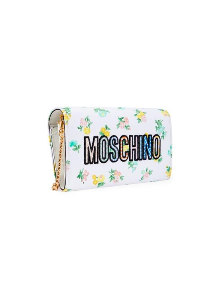 SS22 MOSCHINO Couture Jeremy Scott Cartera de piel Floral Oso Teddy Bolso de hombro Gris en venta
