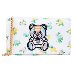SS22 MOSCHINO Couture Jeremy Scott Floral Teddy Bear Leather Wallet Shoulder Bag