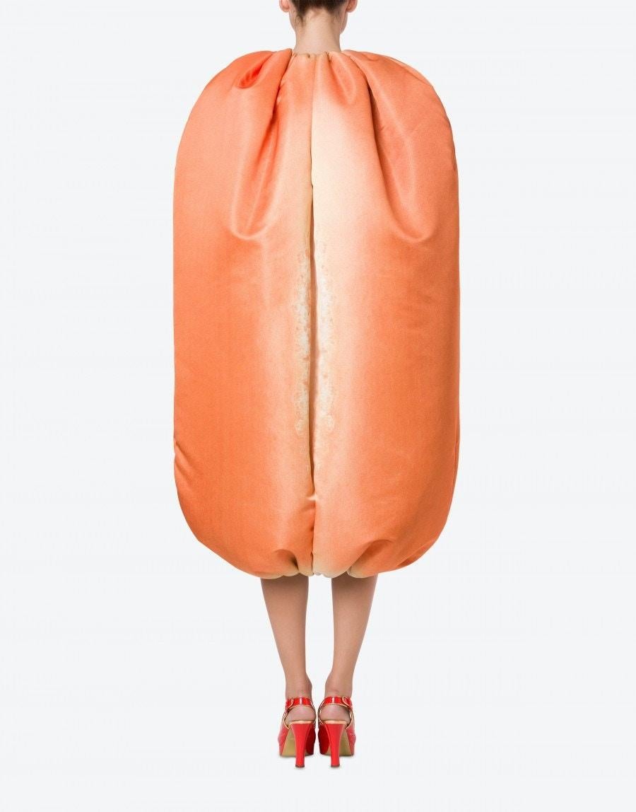 Beige SS22 MOSCHINO Couture Jeremy Scott Giant Hot Dog Shaped Cape Jacket Rare Novelty For Sale