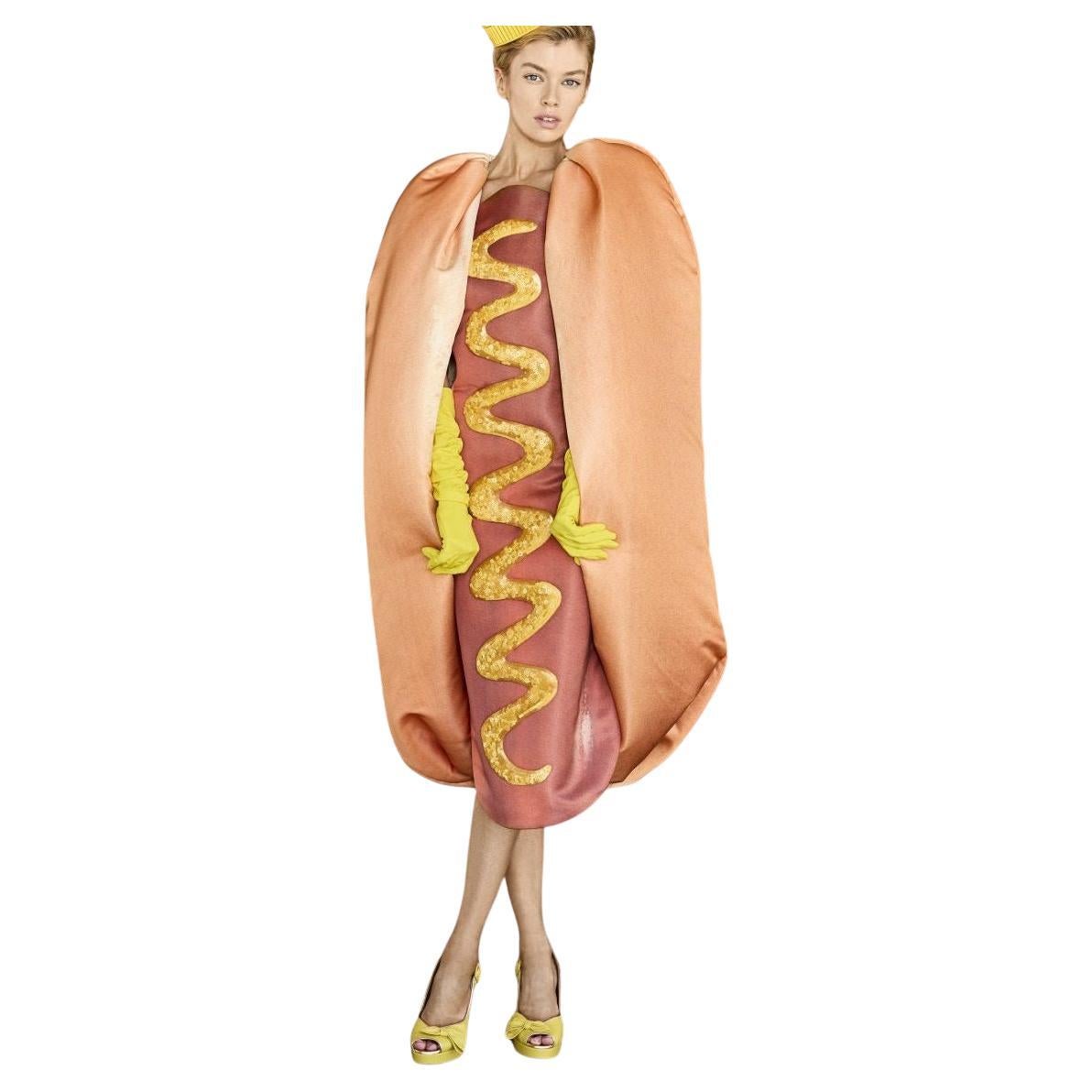 SS22 MOSCHINO Couture Jeremy Scott Giant Hot Dog Shaped Cape Jacket Rare Novelty For Sale