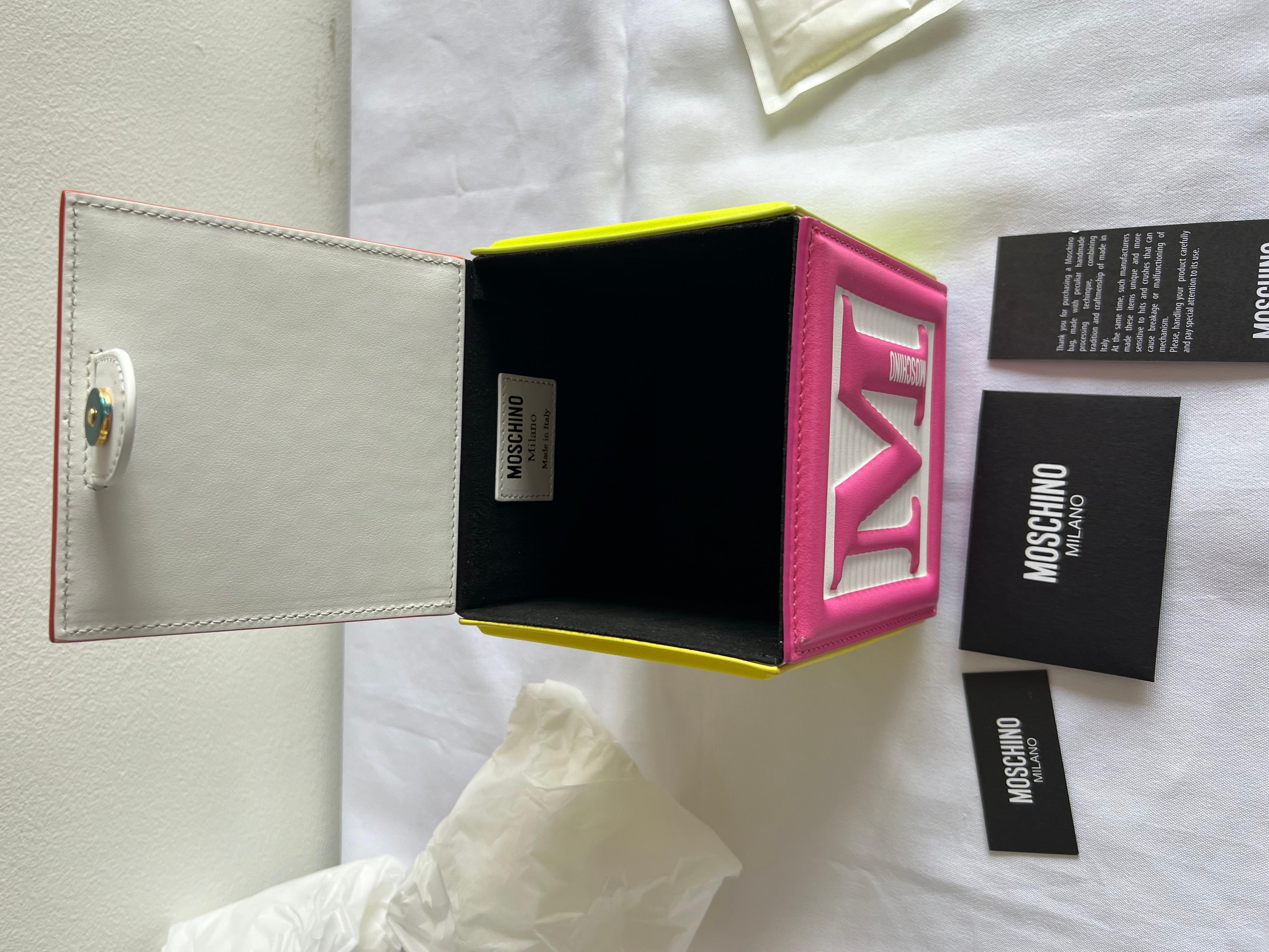 SS22 Moschino Couture Jeremy Scott Kids Fantasie Block Würfel Multicolor Ledertasche im Angebot 9