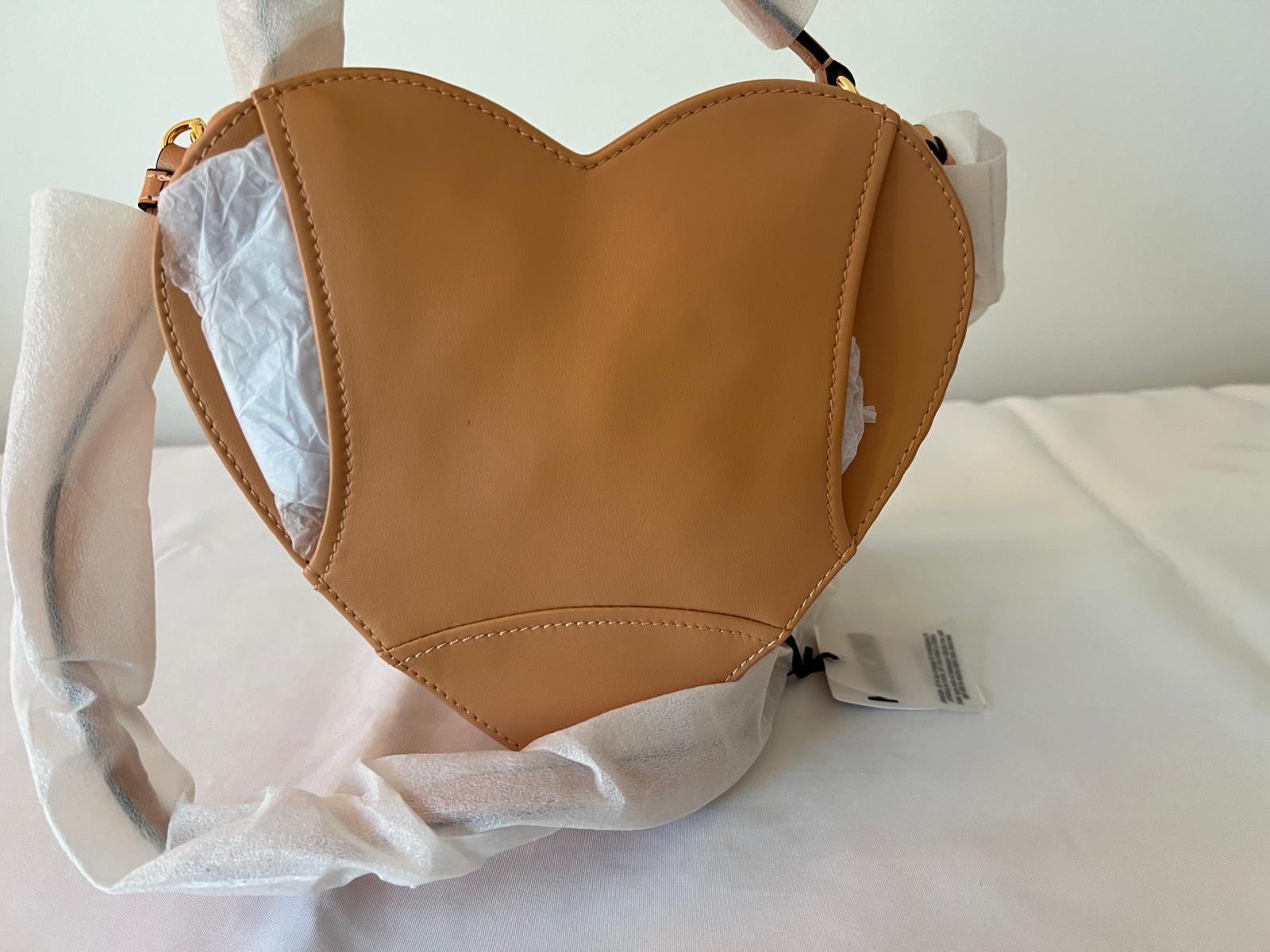 SS22 MOSCHINO Couture Jeremy Scott Peach Heart Shaped Leather Biker Jacket Bag For Sale 4
