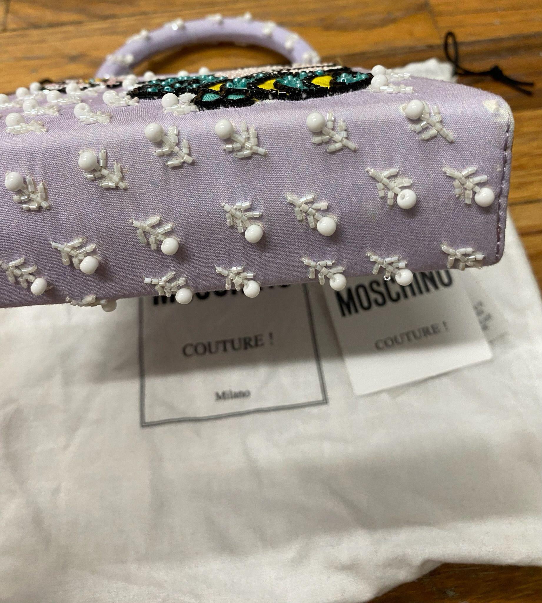 SS22 MOSCHINO Couture Jeremy Scott Purple Child's Fantasy Trapeze Bee Handbag For Sale 2