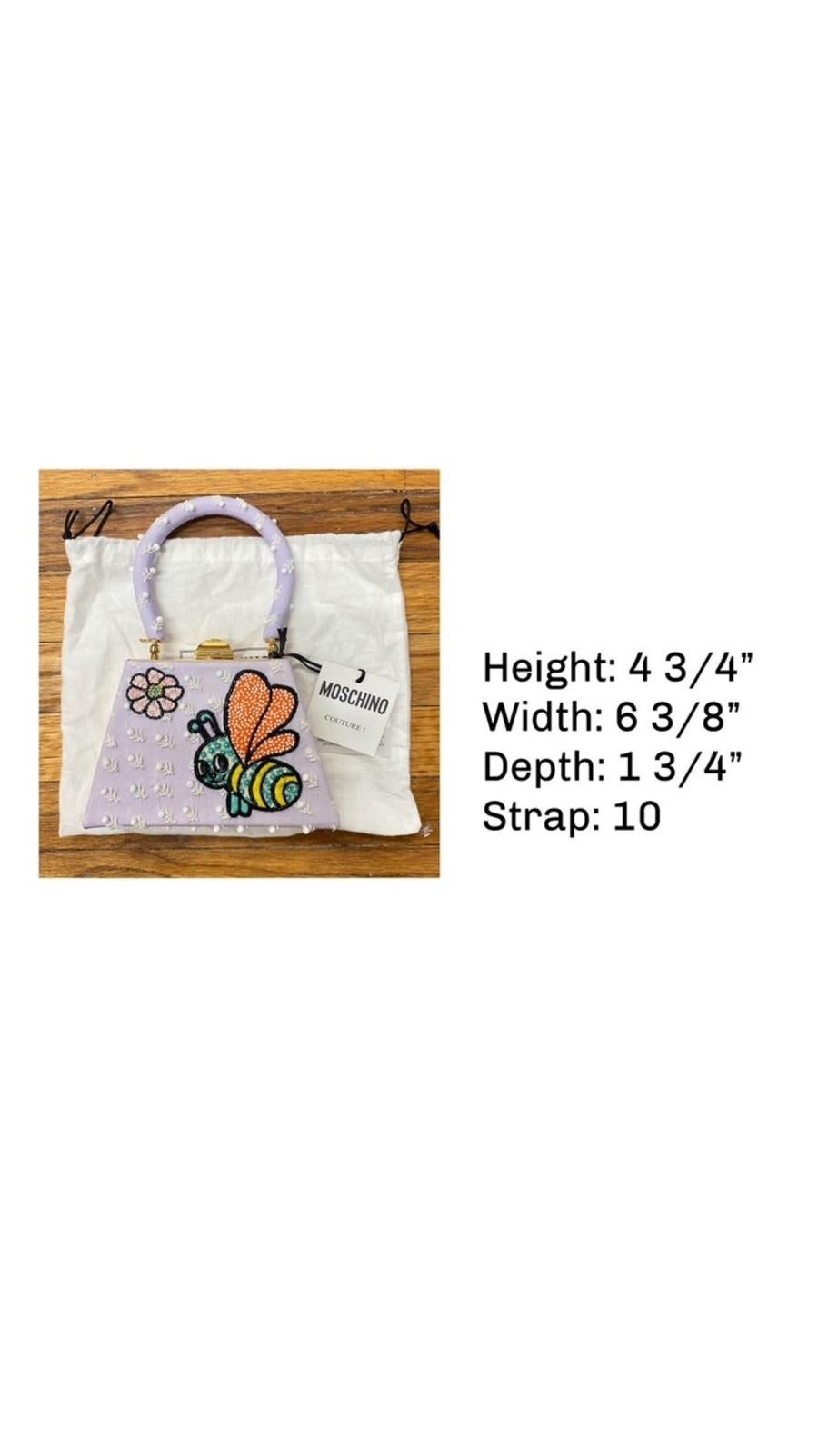 SS22 MOSCHINO Couture Jeremy Scott Purple Child's Fantasy Trapeze Bee Handbag For Sale 3