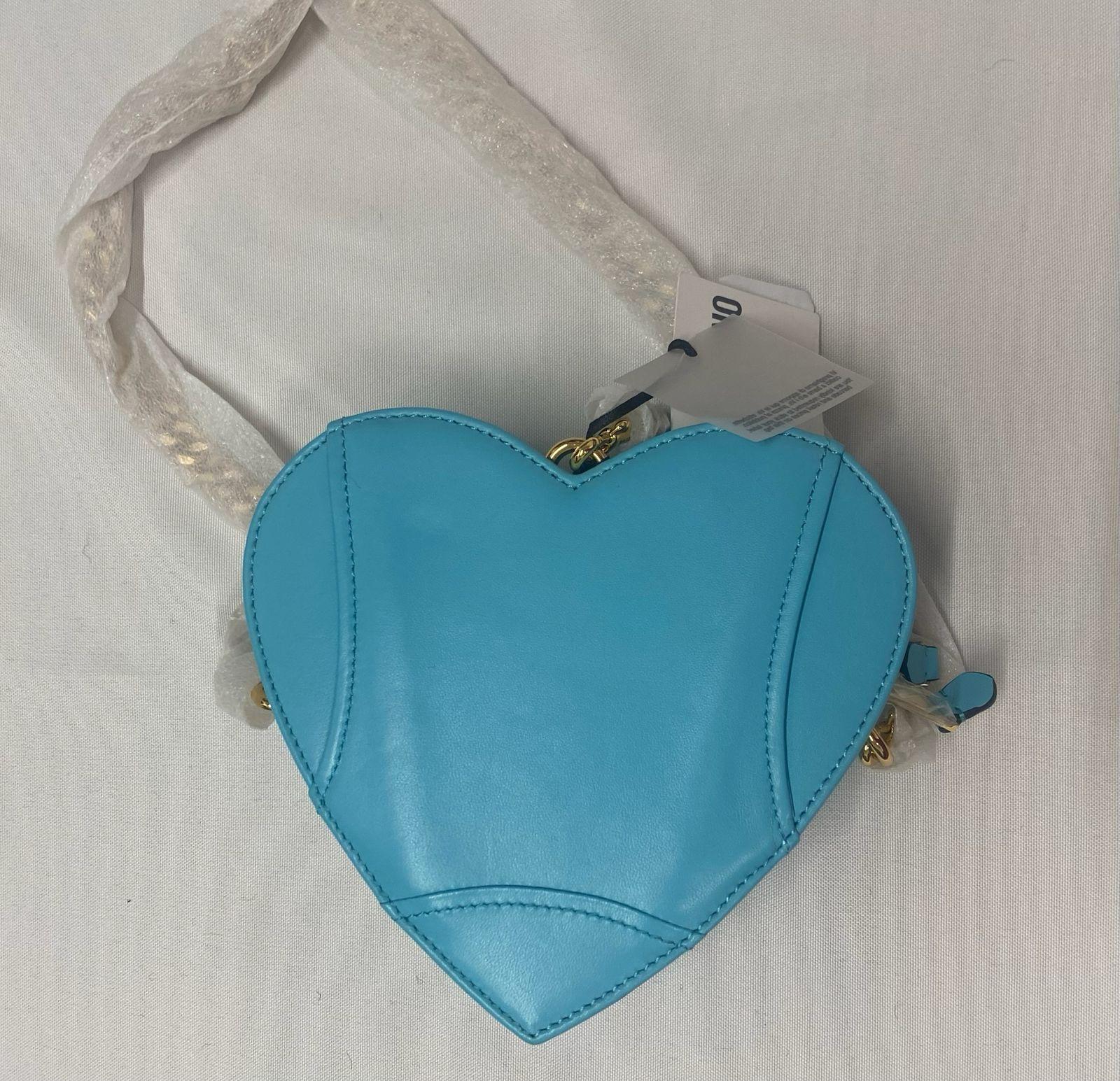 SS22 MOSCHINO Couture Jeremy Scott Chaqueta motera de piel corazón turquesa Bolso en venta 3