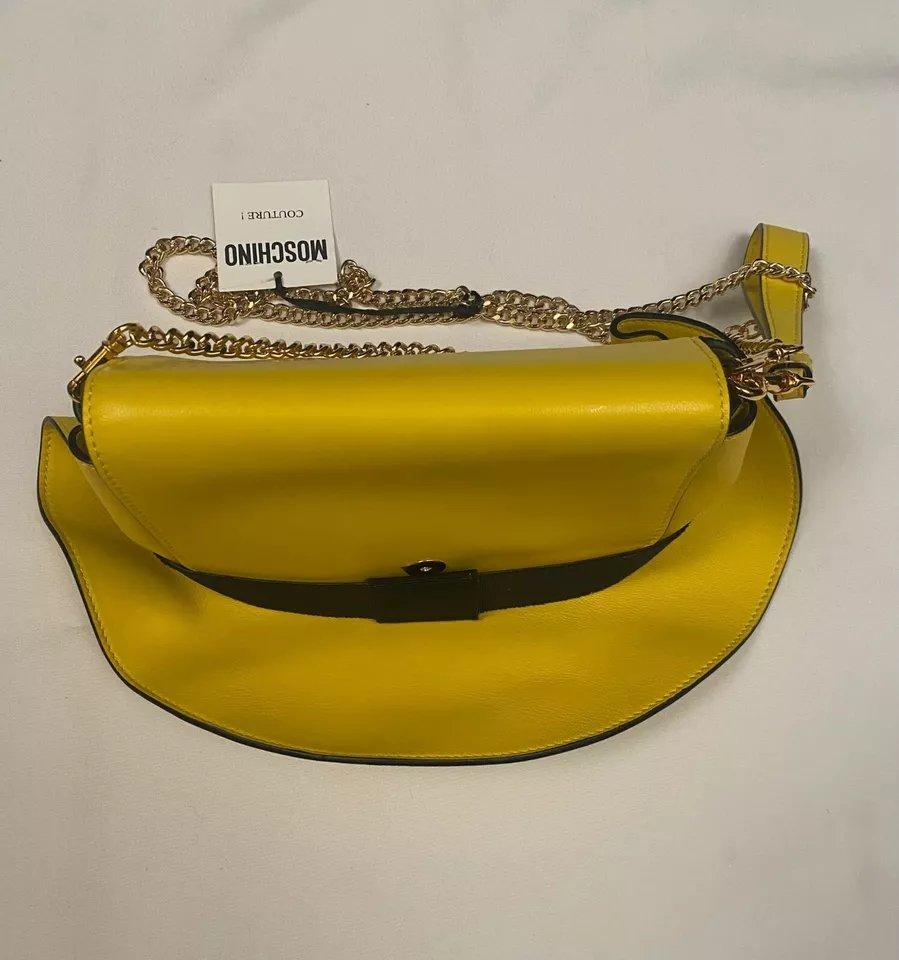 SS22 MOSCHINO Couture Jeremy Scott Yellow Hat Shaped Shoulder Wristlet Bag For Sale 2