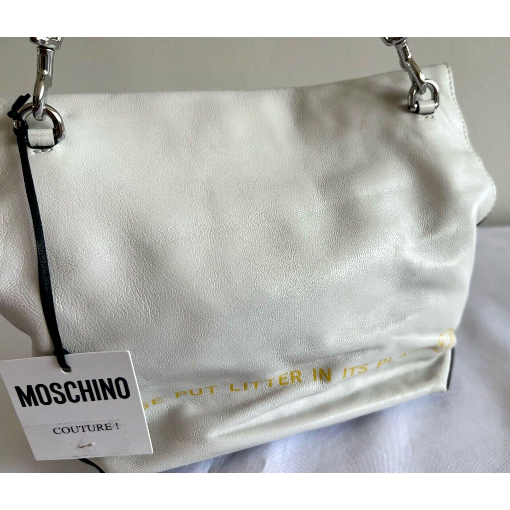 SS22 Moschino Couture The Diner White Leather Lunch Bag Hamburger For Sale 5