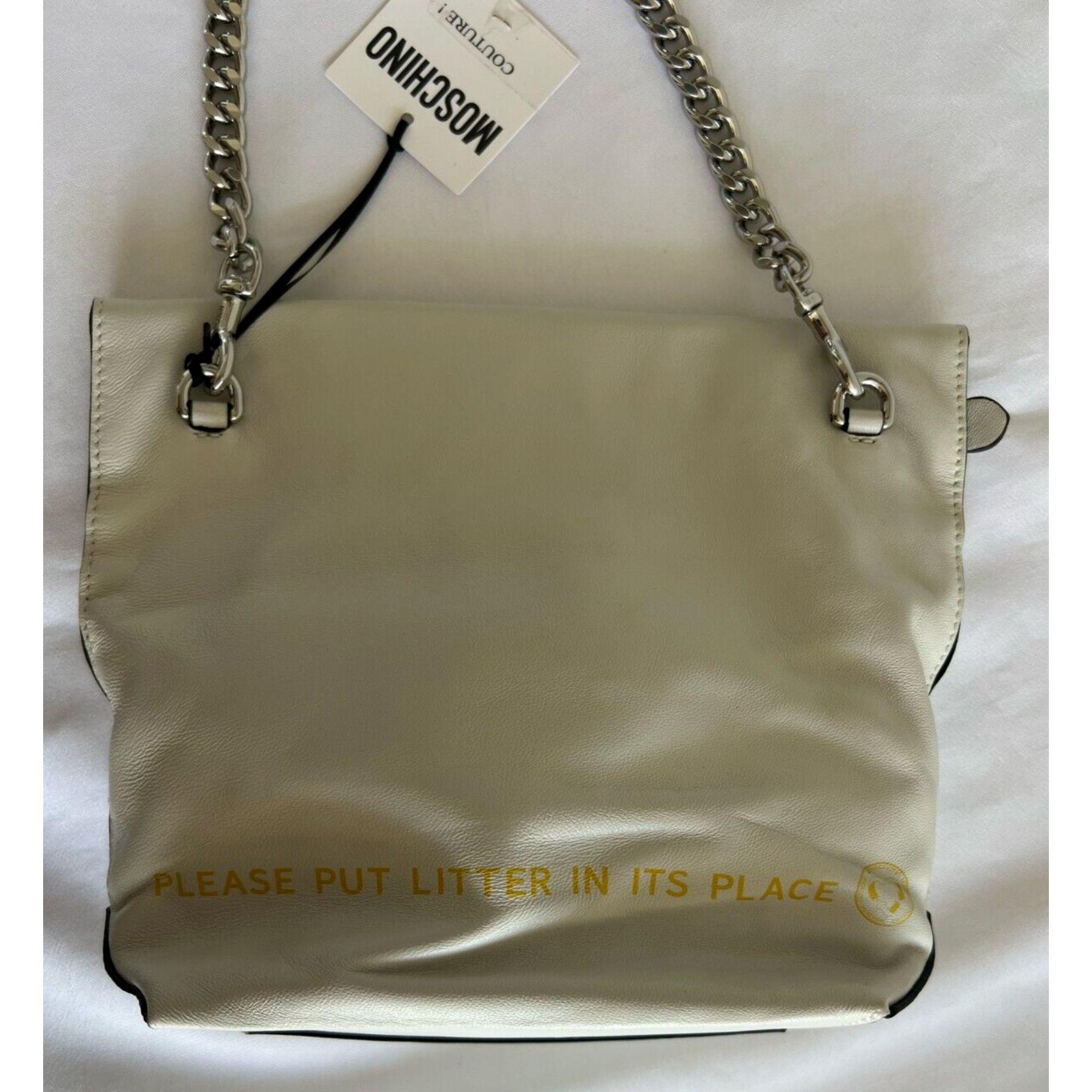 SS22 Moschino Couture The Diner White Leather Lunch Bag Hamburger For Sale 8