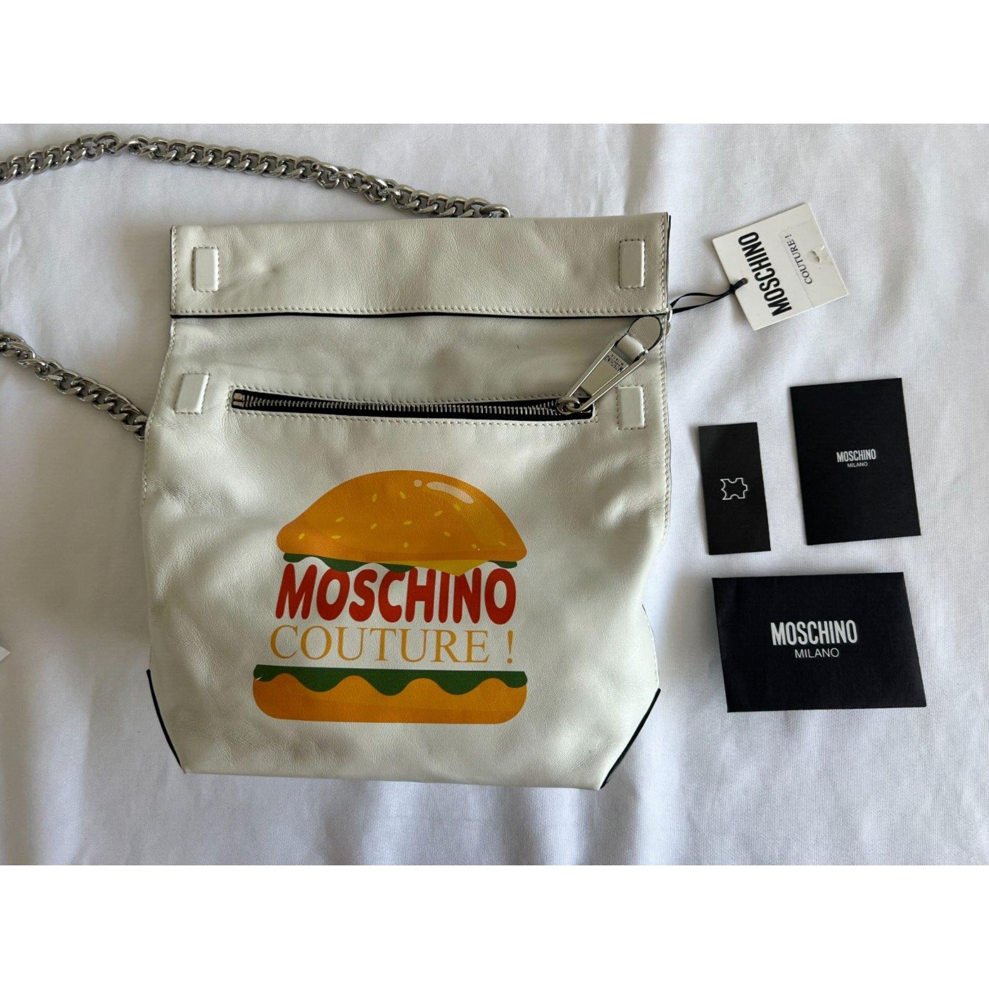 SS22 Moschino Couture The Diner White Leather Lunch Bag Hamburger For Sale 12
