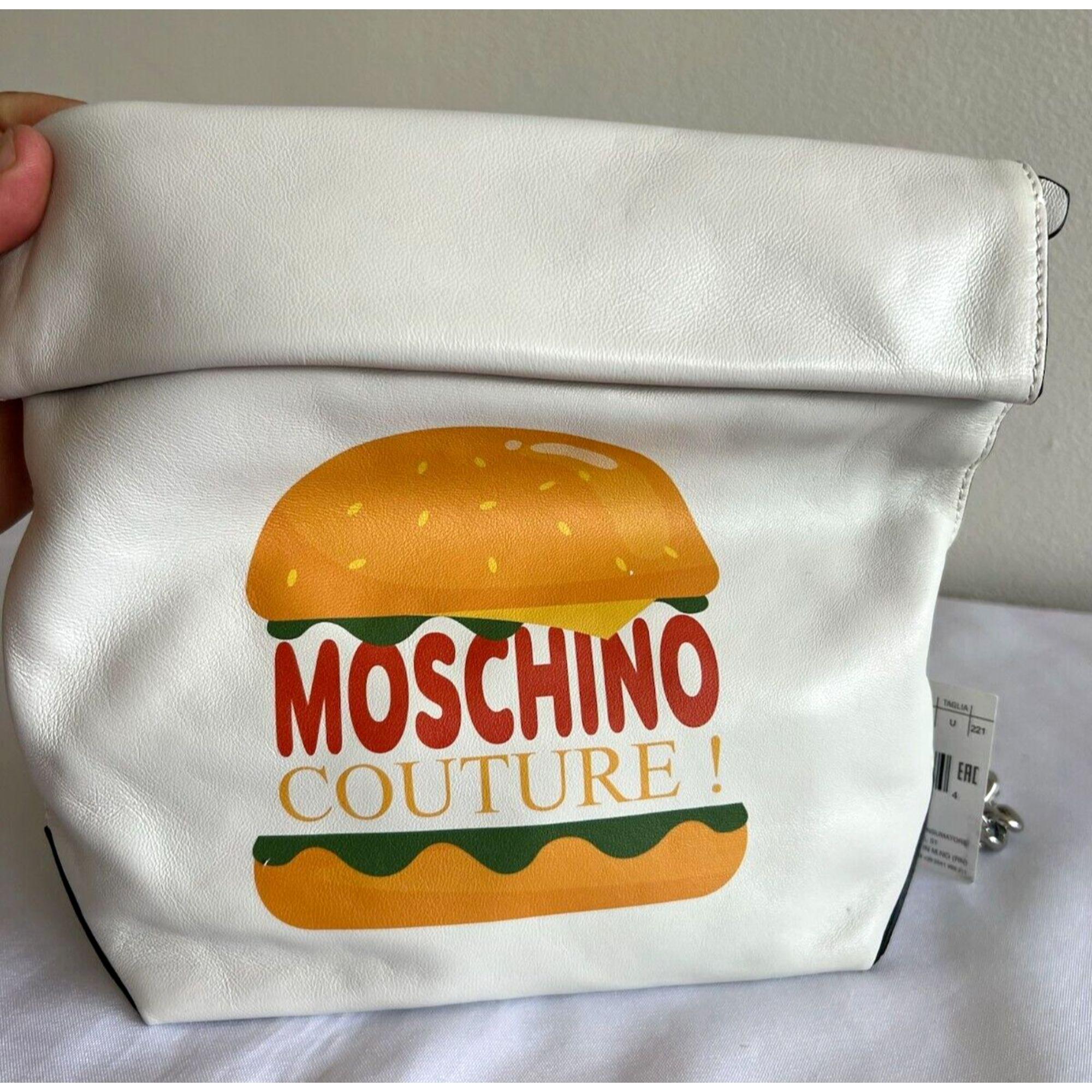 Women's SS22 Moschino Couture The Diner White Leather Lunch Bag Hamburger For Sale