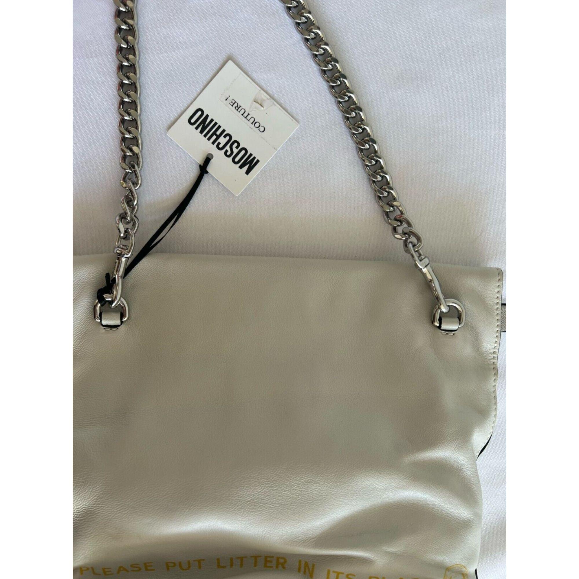SS22 Moschino Couture The Diner White Leather Lunch Bag Hamburger For Sale 4