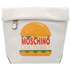 SS22 Moschino Couture The Diner White Leather Lunch Bag Hamburger