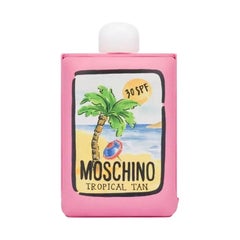 SS22 MOSCHINO Tropical Tan Clutch Pink Padded Nappa Leather Sunscreen 30SPF