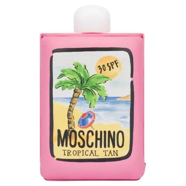 SS22 MOSCHINO Tropical Tan Clutch Pink Padded Nappa Leather Sunscreen 30SPF For Sale
