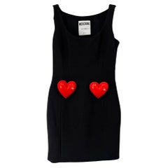 SS23 Moschino Couture Mini abito nero senza maniche a doppio cuore