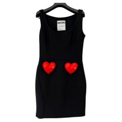 SS23 MOSCHINO Couture Double Heart Inflatable Sleeveless Black Mini Dress