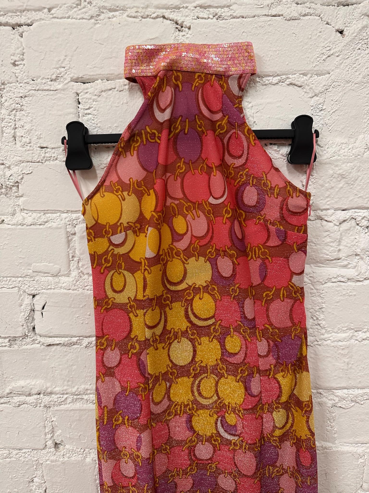 SS23 MOSCHINO Couture Jeremy Scott 60s Halter Chain Print Slim Fit Maxi Dress en vente 2