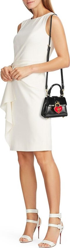 SS23 MOSCHINO Couture Jeremy Scott Black Heart Lock Patent Leather Top Handbag