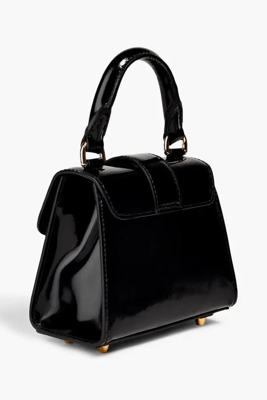 SS23 MOSCHINO Couture Jeremy Scott Black Heart Lock Patent Leather Top Handbag Neuf - En vente à Los Angeles, CA