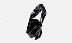 SS23 Moschino Couture Jeremy Scott Black Patent Leather Ribbon Handbag
