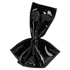 SS23 Moschino Couture Jeremy Scott Black Patent Leather Ribbon Handbag