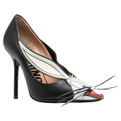 SS23 Moschino Couture Jeremy Scott Bugs Bunny Black Leather High Heels Pumps