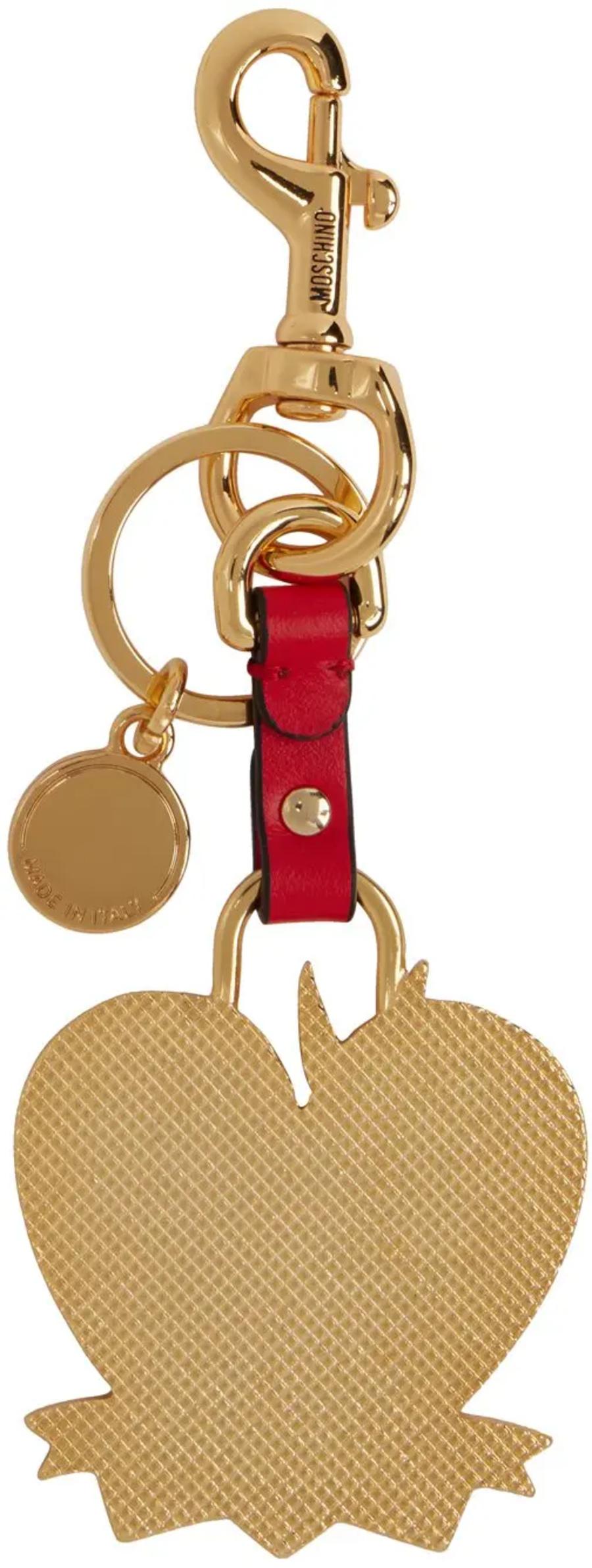 Marrone Moschino Couture Jeremy Scott SS23 Portachiavi Cuore Rosso Bugs Bunny in vendita