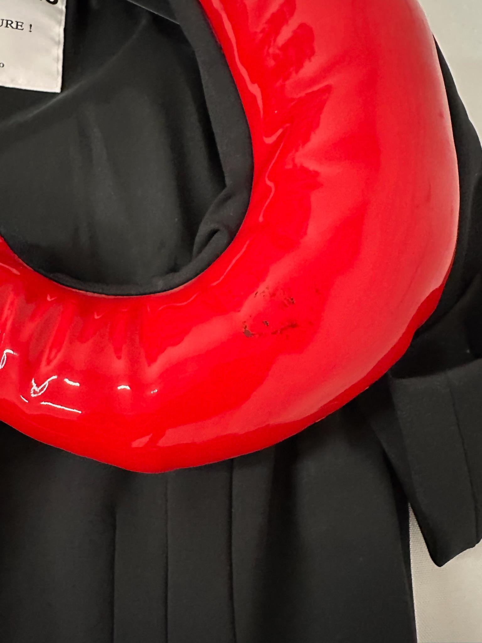 SS23 MOSCHINO Couture Jeremy Scott Inflatable Heart On Neckline Black Dress For Sale 3