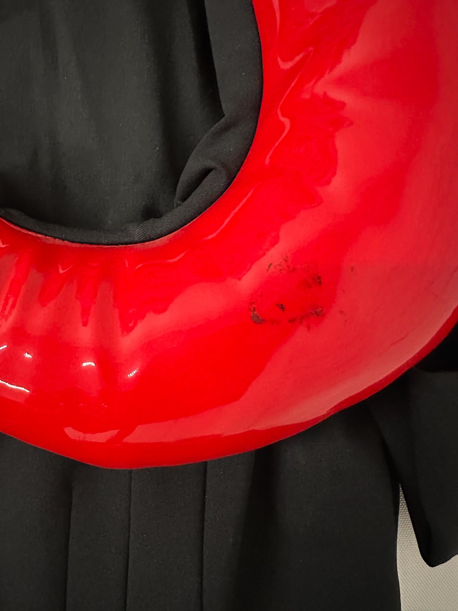 SS23 MOSCHINO Couture Jeremy Scott Inflatable Heart On Neckline Black Dress For Sale 4