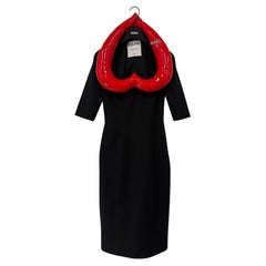 SS23 MOSCHINO Couture Jeremy Scott Inflatable Heart On Neckline Black Dress