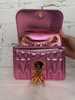 SS23 MOSCHINO Couture Jeremy Scott "M" Pink Purse Quilted Leather Shoulder Bag