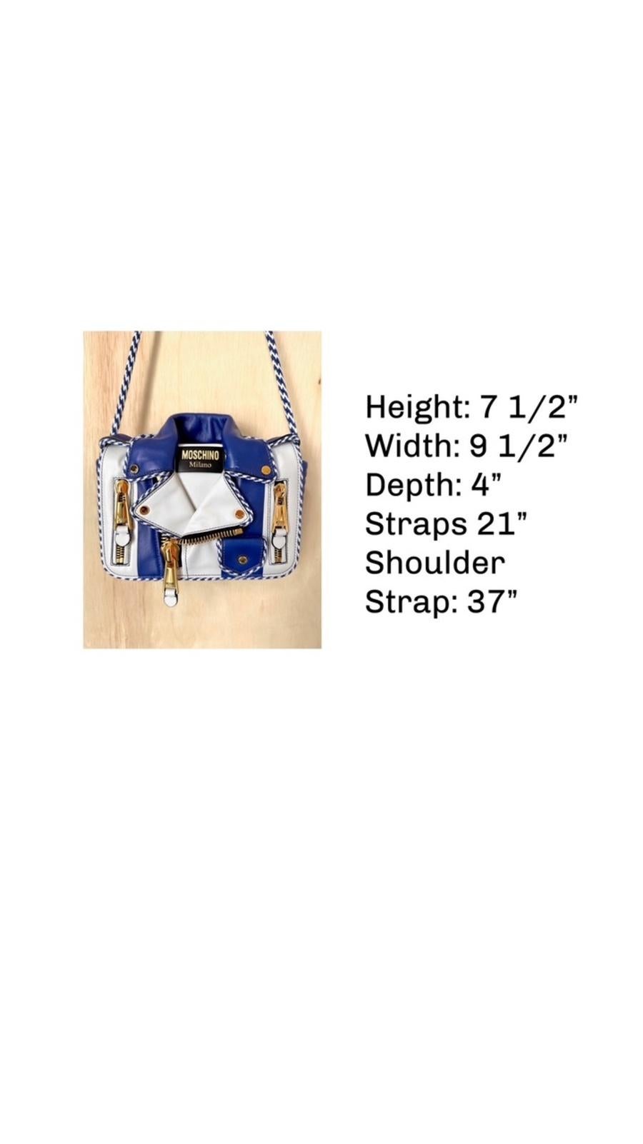MOSCHINO Couture Jeremy Scott - Veste de motard à capsule blanche et bleue, SS23 en vente 9