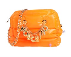SS23 Moschino Couture Borsa a tracolla gonfiabile arancione con charm e catene con logo