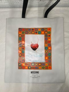 SS24 Moschino Couture Heart of Wool 1989 White Leather Shopper Framed Heart Tote
