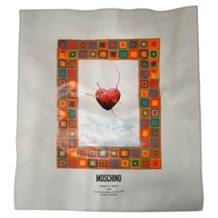 SS24 Moschino Couture Heart of Wool 1989 White Leather Shopper Framed Heart Tote