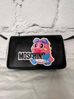 SS24 MOSCHINO Couture Jeremy Scott Black w/ Pink Bubble Bobble Dragon Purse Bag