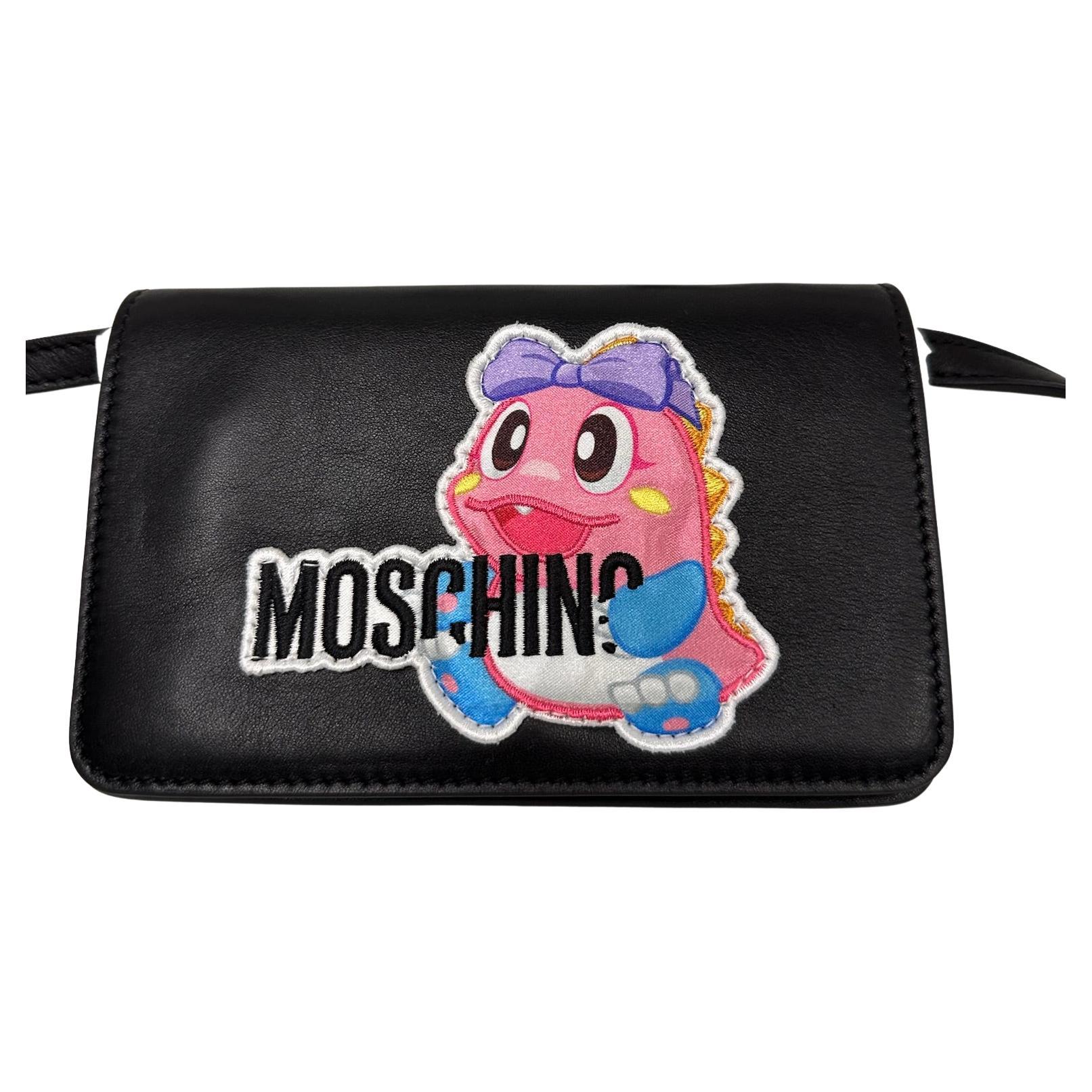 SS24 MOSCHINO Couture Jeremy Scott Black w/ Pink Bubble Bobble Dragon Purse Bag